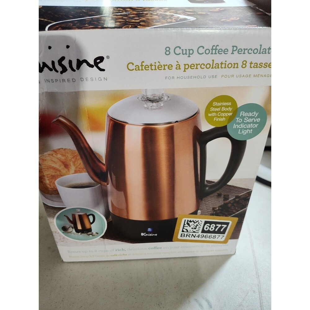 Electric Coffee Percolator 8Cup Copper Stainless Steel Keep Warm Function (726)